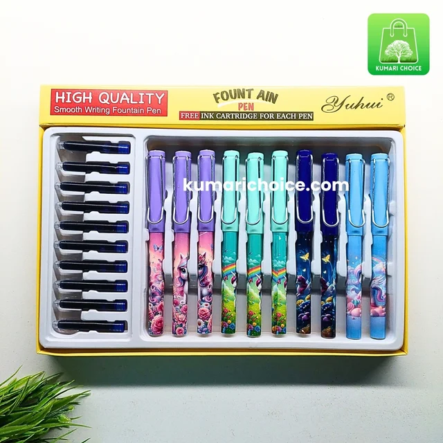 High Quality Super Cute Students Favourite Unicorn Fountain Pen With 1 Long Life Catridge (1pc) KC720