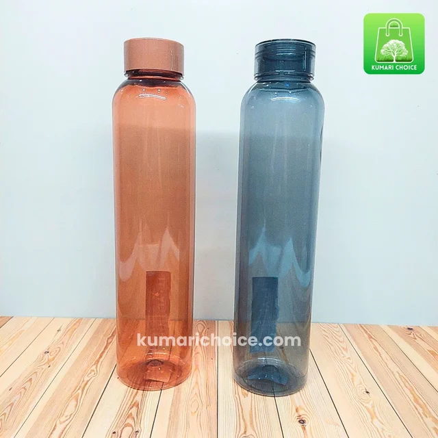 High Quality Cute Solid Coloured Transparent Round Designed Bottle (1 Litre) (1pc) KC1065