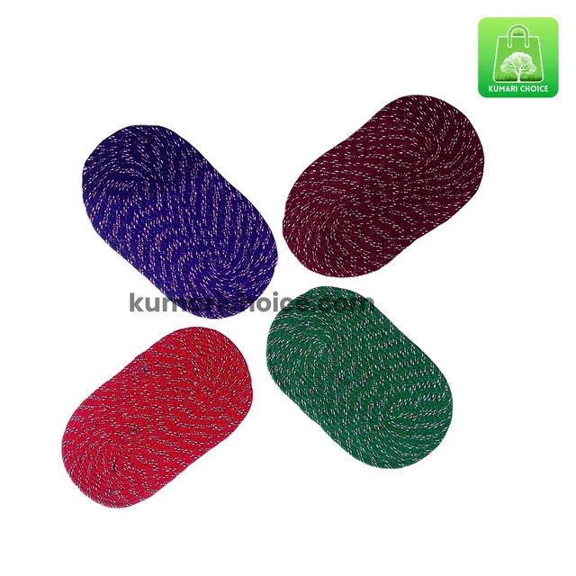 Medium Sized Multipurpose Oval Shaped Solid Colour Cotton Floor Mats (Random Colour 1pc) KC1589