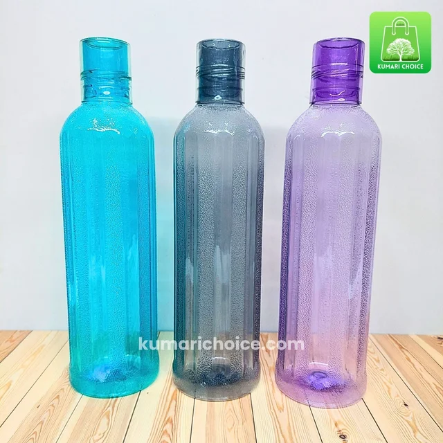 High Quality Cute Solid Coloured Crystal Line Transparent Designed Bottle (1 Litre) (1pc) KC1066