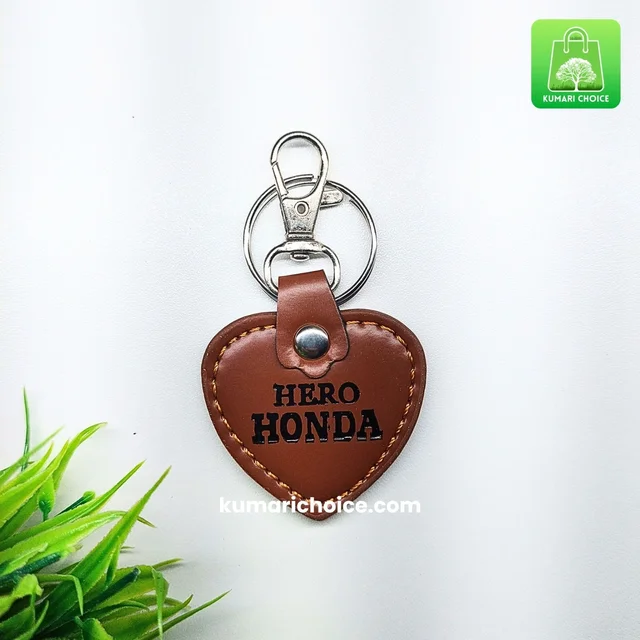 Cute Heart Leather Finished Hero Honda Car And Bike keychain (1pc) KC1300