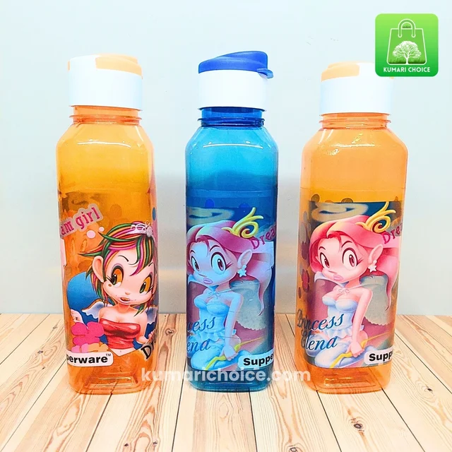 High Quality Cute Transparent Square Designed Storage Bottle With Cartoon Prints (500ml) (1pc) KC1069