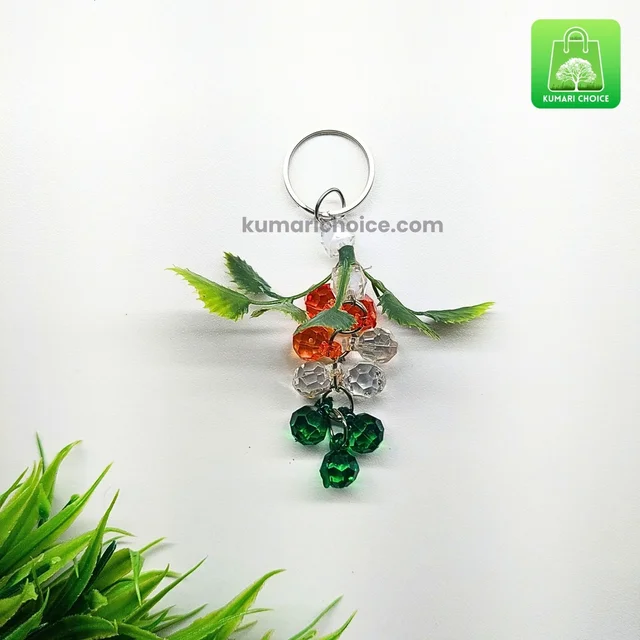Cute Tri Coloured Crystal Grapes Keychain (1pc) KC1308