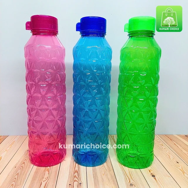 High Quality Cute Triangular Crystal Designed Plastic Bottle (900ml) (1pc) KC1076