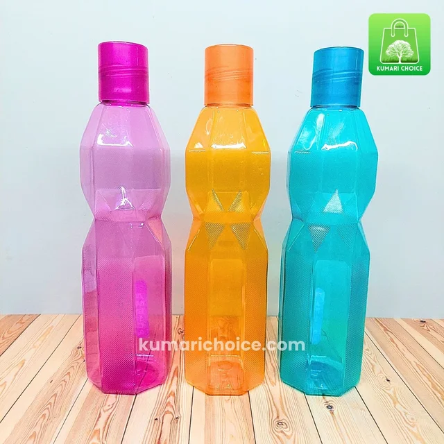 High Quality Cute Eight Sided Crystal Designed Plastic Bottle (1 Litre) (1pc) KC1075