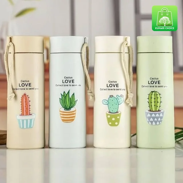 High Quality Multicolored Cute Love Cactus Glass Bottles With Thick Plastic Lamination (1pc) KC1041