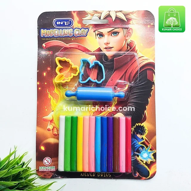 Premium 12 In 1 Big Modelling Card Clay Set With Creative 2 Moulds And Creative Roller (1pc) KC788