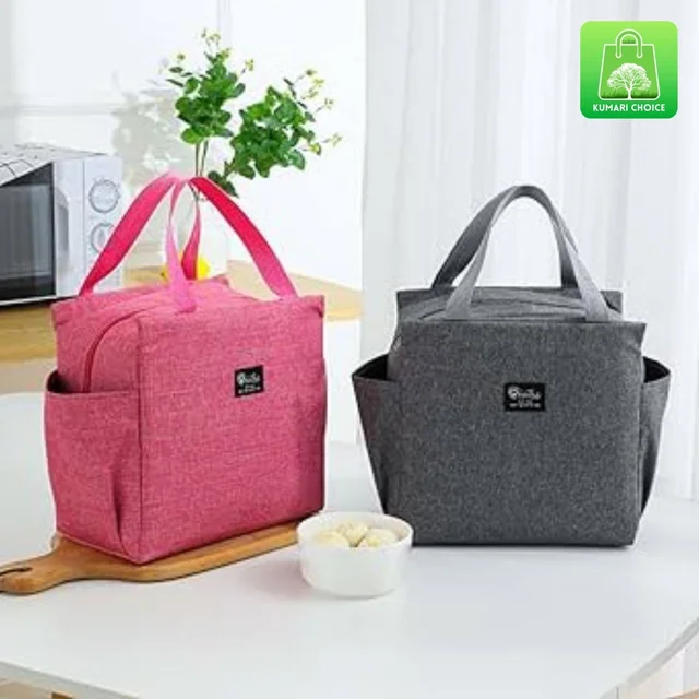 High Quality Premium Big Sized Solid Coloured Insulated Lunch Bag (1pc) KC948