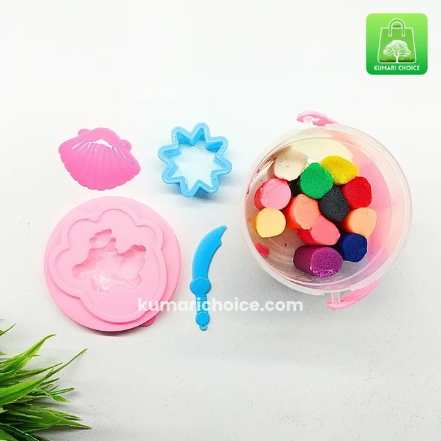 Premium 12 In 1 Modelling Bucket Clay Set With Creative 2 Moulds And Creative Knife (1pc) KC790