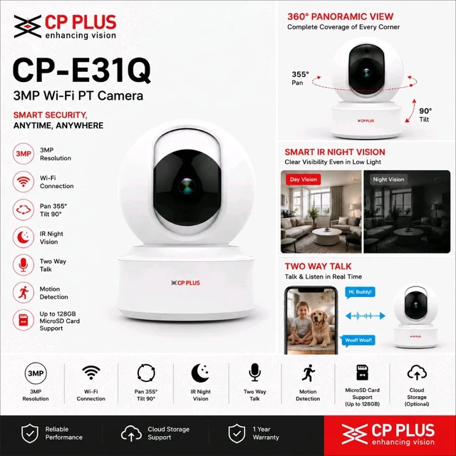 CP PLUS CP-E31A 3 MP Wi-Fi PT Camera (CP-E31Q)