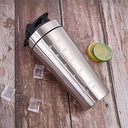 Body Smith Gym Shaker Classic XP Mixer Sliver Stainless Steel Shaker Blender 750 ML For Protein - Gray, One Size