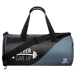 Body Smith Premium Black Grey Gym Duffle Bag with Shoe Compartment - One Size, Black