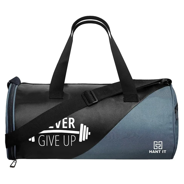 Body Smith Premium Black Grey Gym Duffle Bag with Shoe Compartment - One Size, Black