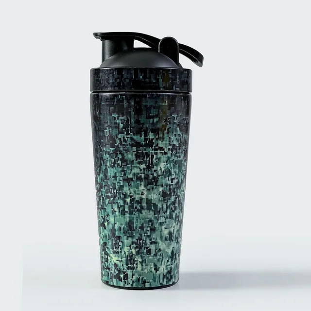 Body Smith Abstract Black Camo Print BPA Free Stainless Steel Shaker- 750ML