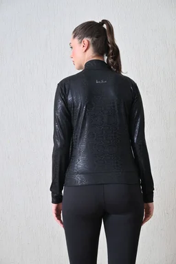 Body Smith Women Solid Full Sleeves Black Print Black Zipper Jacket - XL, Black