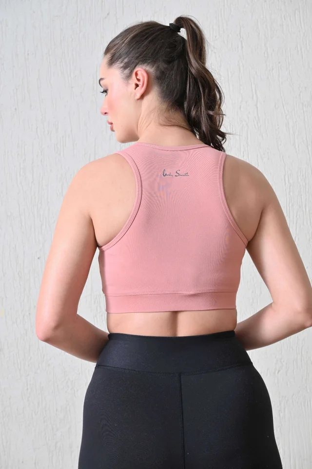 Body Smith Solid Peach Sports Bra Full Coverage - M, Peach