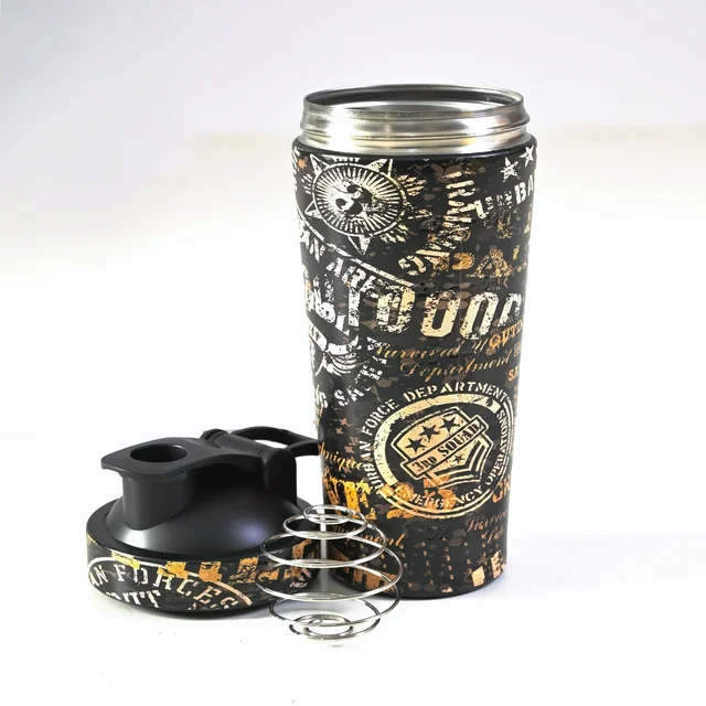 Body Smith Abstract Black Military Print BPA Free Stainless Steel Shaker- 750ML - Roman Coffee, One Size