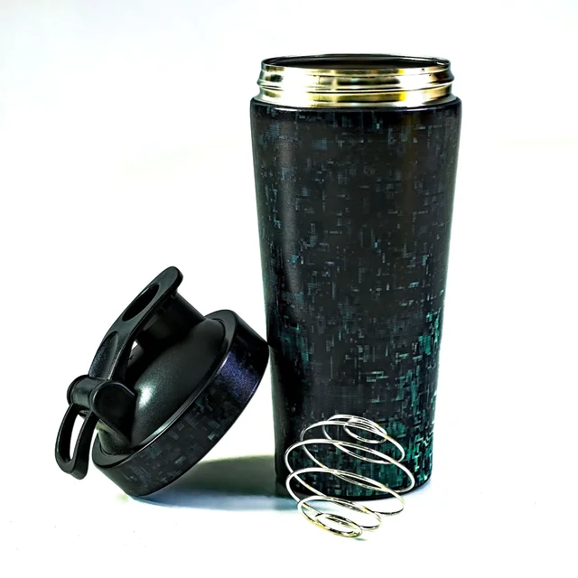 Body Smith Abstract Black Camo Print BPA Free Stainless Steel Shaker- 750ML - Mineral Green, One Size
