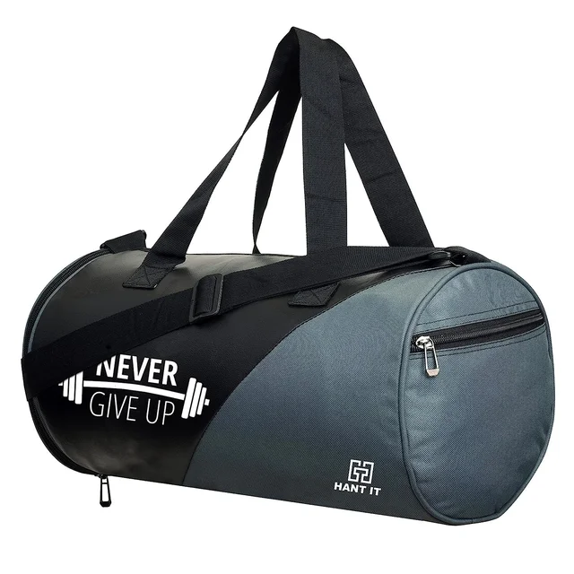 Body Smith Premium Black Grey Gym Duffle Bag with Shoe Compartment - One Size, Black