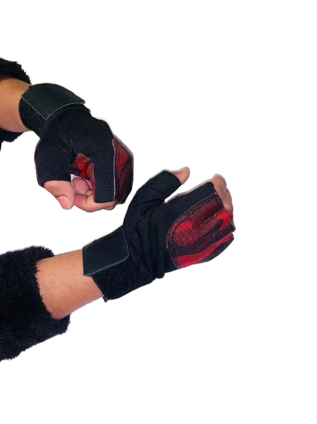 Body Smith Unisex Camo Red Gym Gloves for with Wrist Support - One Size, Milano Red