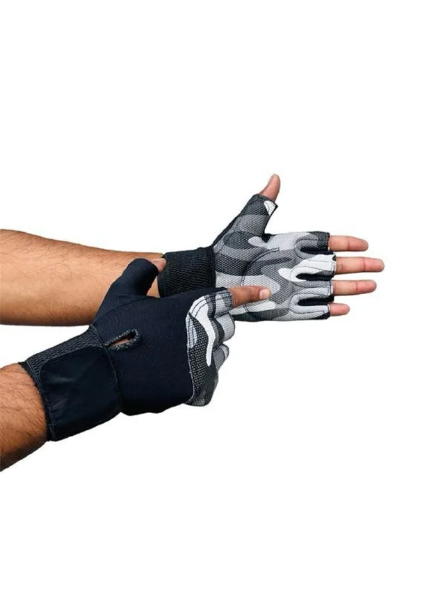 Body Smith Unisex Camo Grey Gym Gloves for with Wrist Support - One Size, Gray