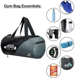 Body Smith Premium Black Grey Gym Duffle Bag with Shoe Compartment - One Size, Black