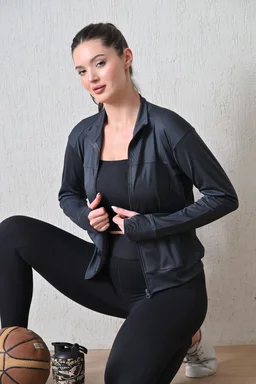 Body Smith Women Solid Full Sleeves Basic Grey Zipper Jacket - M, Gray