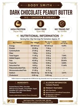 Body Smith Premium Dark Chocolate Crunchy Peanut Butter - Dark Chocolate Crunchy