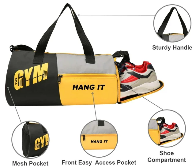 Body Smith Premium Gym Duffle Bag with Shoe Compartment - One Size, Yellow