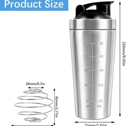 Body Smith Gym Shaker Classic XP Mixer Sliver Stainless Steel Shaker Blender 750 ML For Protein - Gray, One Size