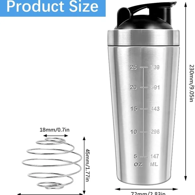 Body Smith Gym Shaker Classic XP Mixer Sliver Stainless Steel Shaker Blender 750 ML For Protein - Gray, One Size