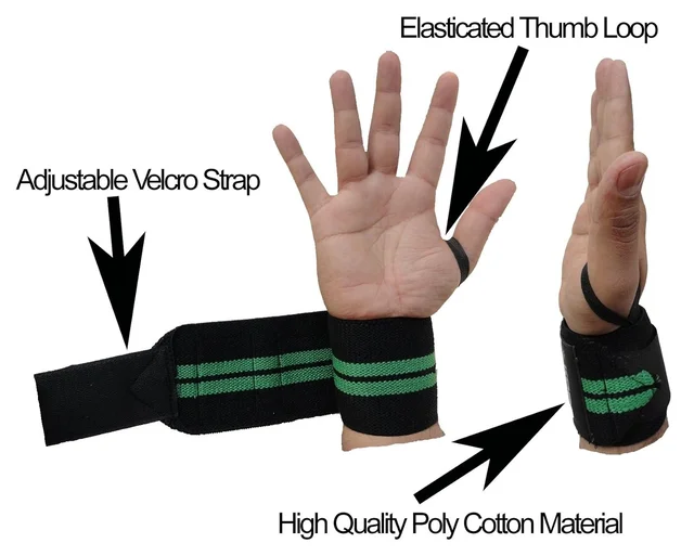 Body Smith premium Green Weight Lifting Wrist Support Straps With Thumb Loop - One Size, Green