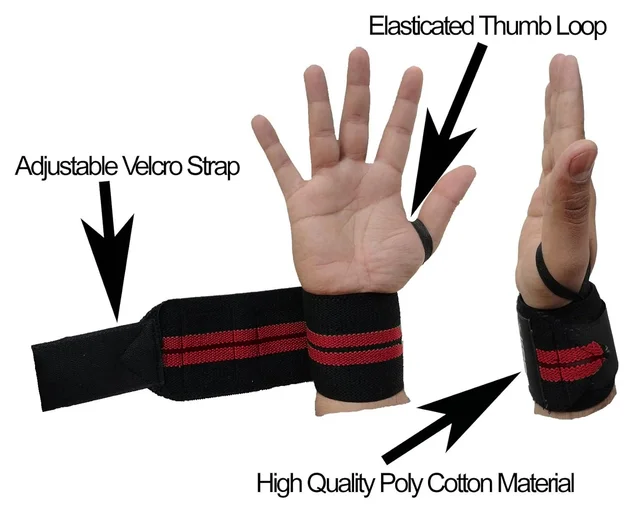 Body Smith premium Red Weight Lifting Wrist Support Straps With Thumb Loop - One Size, Milano Red