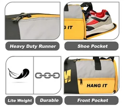 Body Smith Premium Gym Duffle Bag with Shoe Compartment - One Size, Yellow