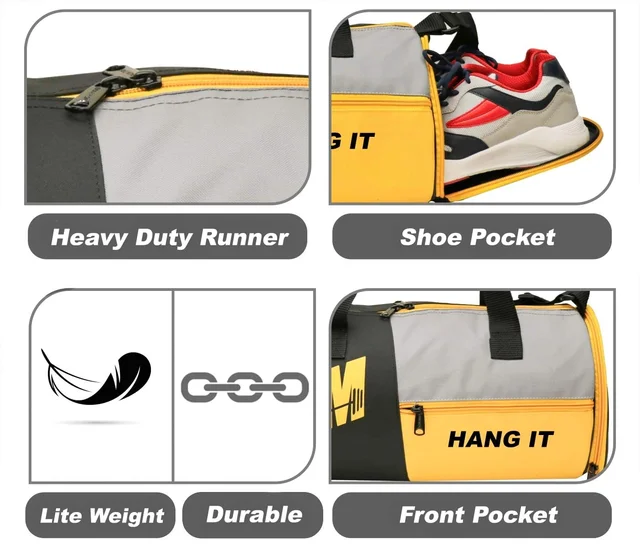 Body Smith Premium Gym Duffle Bag with Shoe Compartment - One Size, Yellow