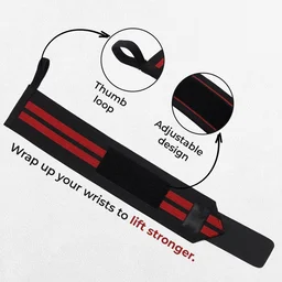Body Smith premium Red Weight Lifting Wrist Support Straps With Thumb Loop - One Size, Milano Red