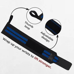 Body Smith premium Green Weight Lifting Wrist Support Straps With Thumb Loop - One Size, Blue