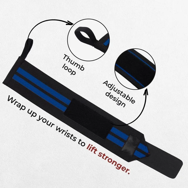 Body Smith premium Green Weight Lifting Wrist Support Straps With Thumb Loop - One Size, Blue