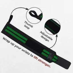 Body Smith premium Green Weight Lifting Wrist Support Straps With Thumb Loop - One Size, Hippie Green
