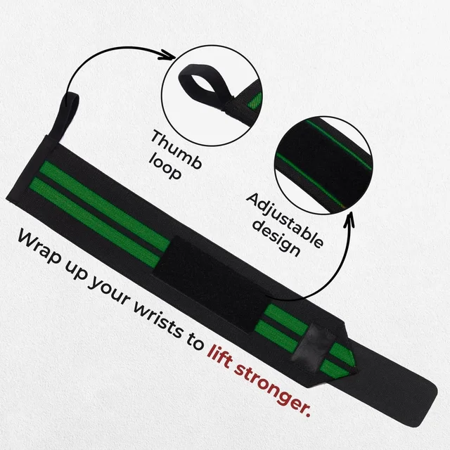 Body Smith premium Green Weight Lifting Wrist Support Straps With Thumb Loop - One Size, Hippie Green