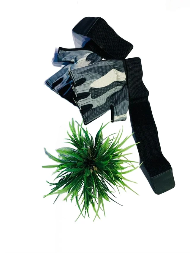 Body Smith Unisex Camo Grey Gym Gloves for with Wrist Support - One Size, Gray