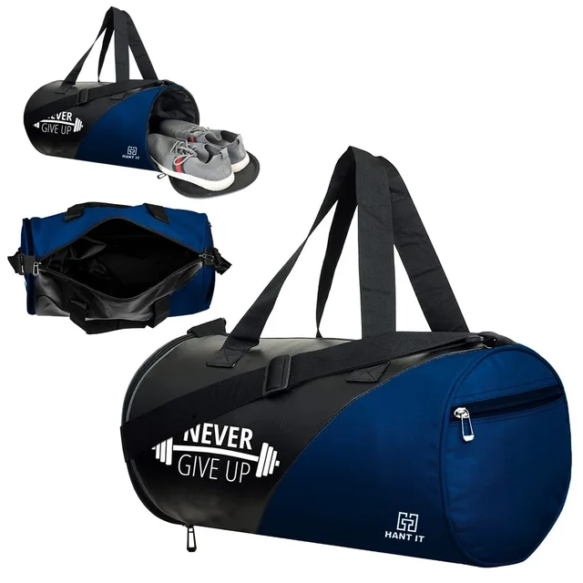 Body Smith Premium Black Blue Gym Duffle Bag with Shoe Compartment - One Size, Black