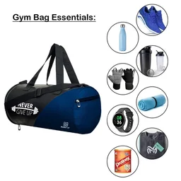 Body Smith Premium Black Blue Gym Duffle Bag with Shoe Compartment - One Size, Black