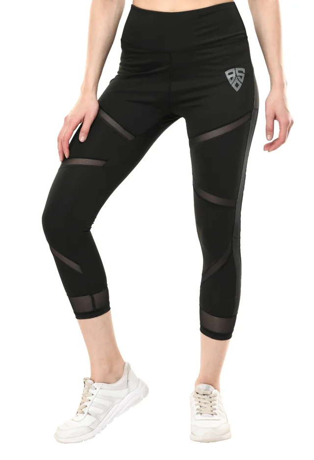 Body Smith Women's Black Active Sports Tights - M, Black