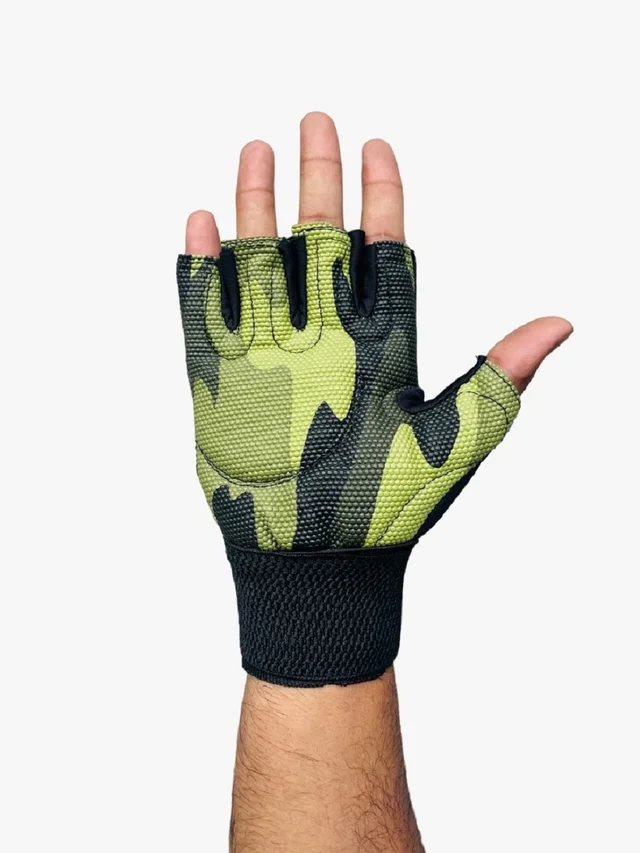 Body Smith Unisex Camo Green Gym Gloves for with Wrist Support - One Size, Chalet Green
