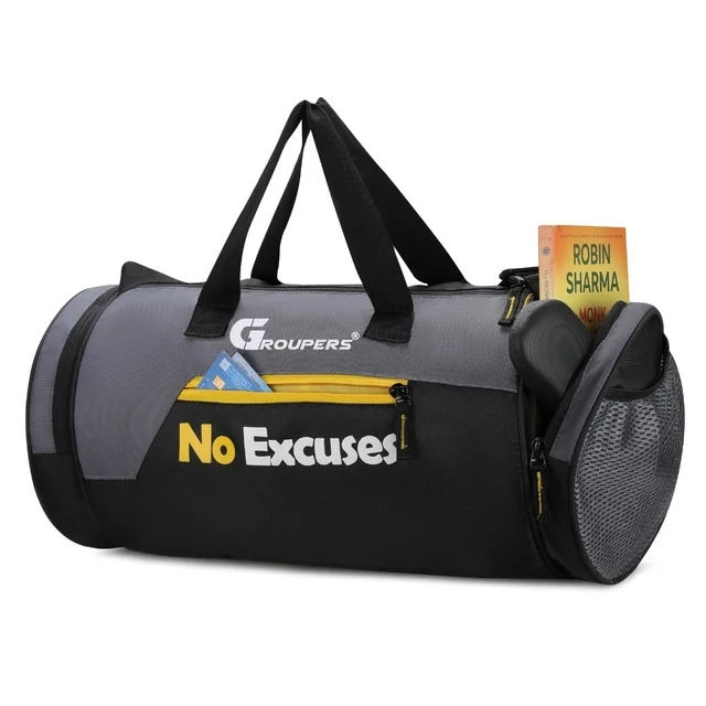 Body Smith Premium Black Yellow Gym Duffle Bag with Shoe Compartment - One Size, yellow