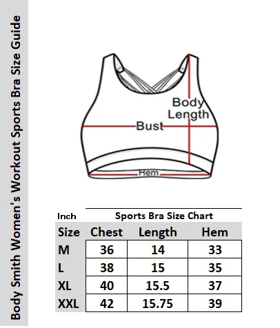 Body Smith Women Solid Black Sports Bra - L