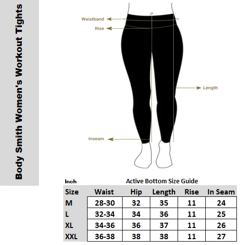 Body Smith Women's Black Active Sports Tights - XL
