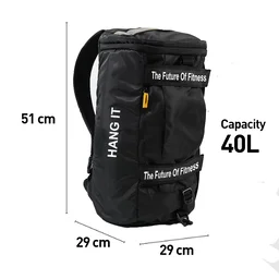 Body Smith Premium Black Hybrid Convertible Gym Cum Travel Bag 40L - One Size, Black