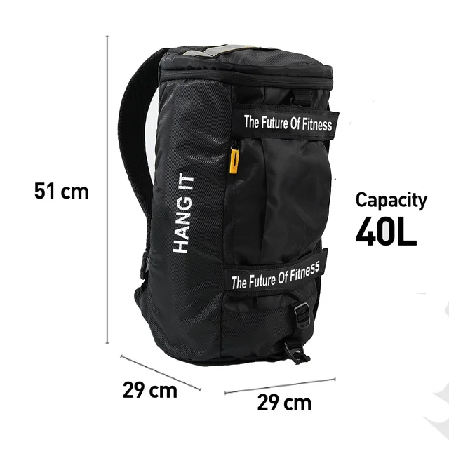 Body Smith Premium Black Hybrid Convertible Gym Cum Travel Bag 40L - One Size, Black